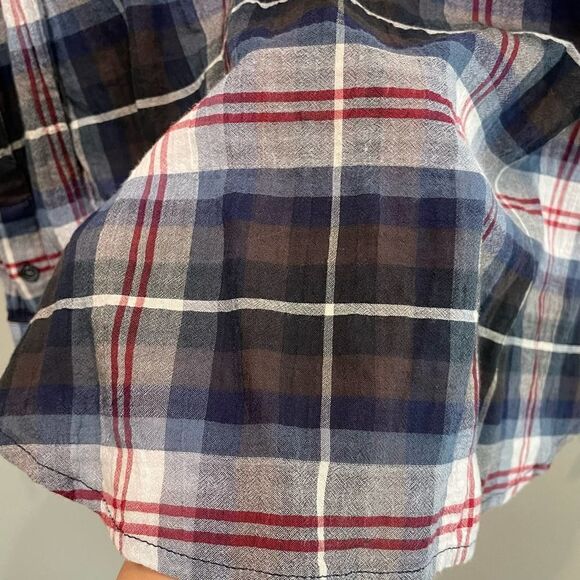 Madewell Collarless Popover Flannel Shirt - Size: XS - Picture 8 of 9